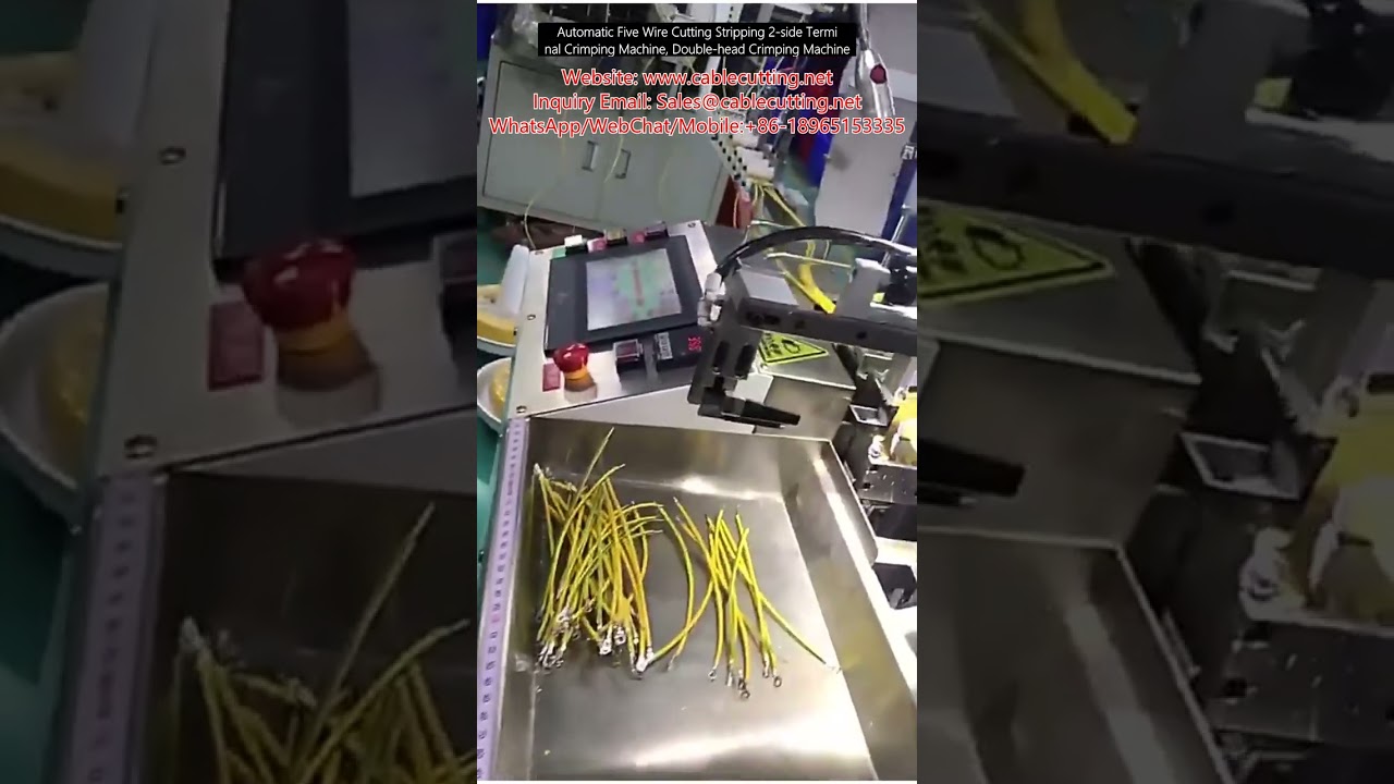 Automaattinen viisilankainen leikkaus- ja kuorintakone, kaksoispäätypuristin