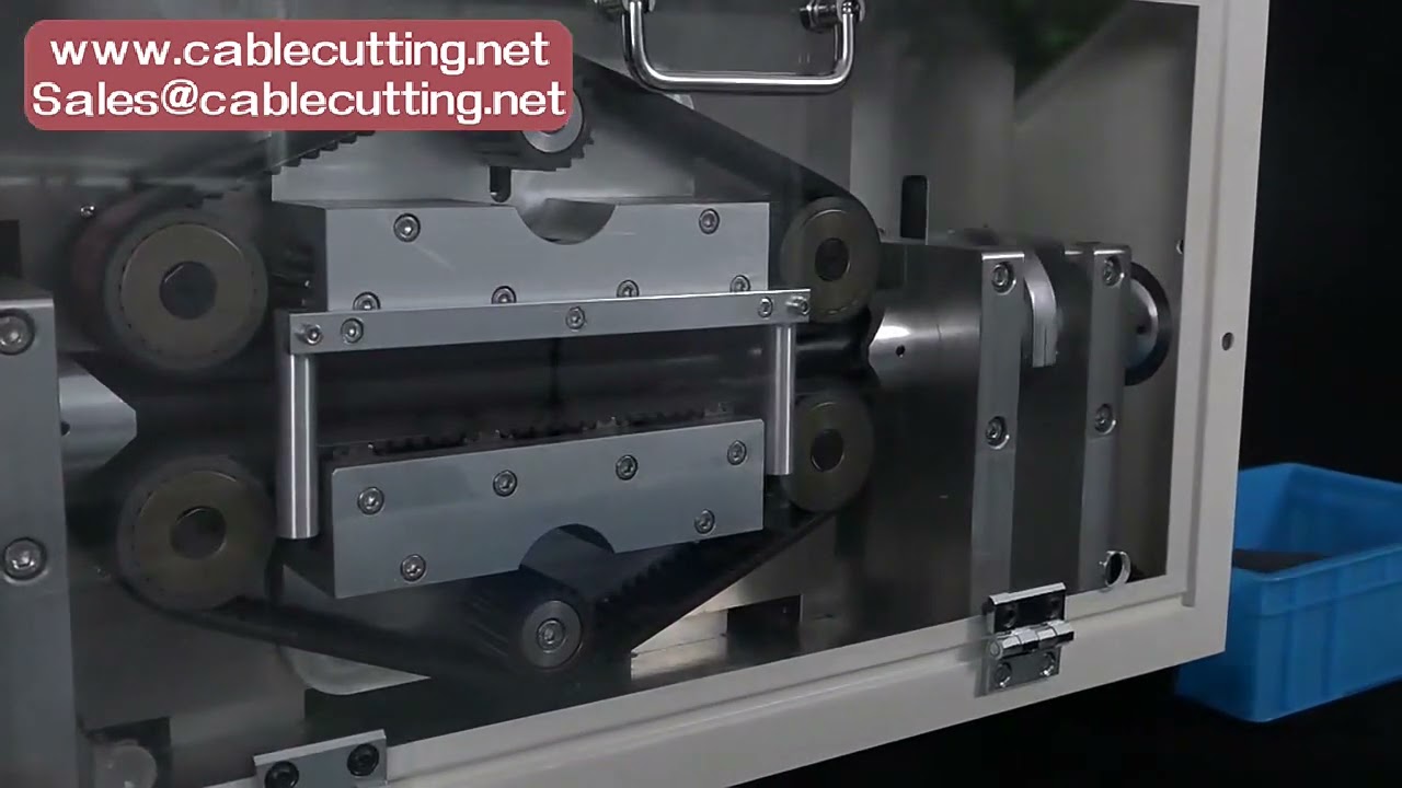 335 Automatic Pipe Cutting Machine Belt Drive 6 Wheels 100 Wire Tube Sleeving For Wire Cable Max Cut